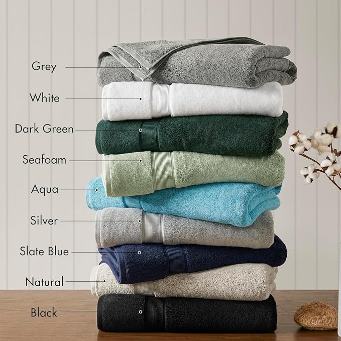 Madison Park 800GSM Bath Sheet Towel Oversized 34" x 68" 2 Pack 100% Cotton Bath Towel Set Highly Absorbent Hotel Spa Quality for Bathroom, Dark Green