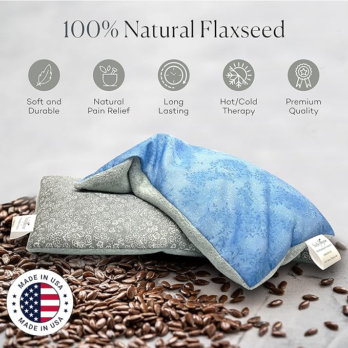 SacksyThyme Microwave Heating Pad for Back, Neck, Menstrual Cramps, Shoulders, Leg Pain Relief - Hot Moist Microwavable Therapy Pack - Flaxseed Hot & Cold Pad Made in USA (Size: 12 x 7) Lavender