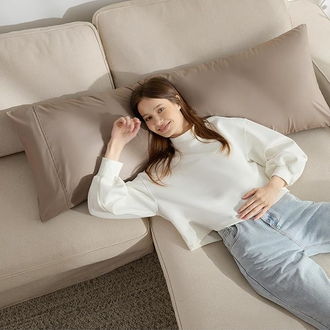 Bedsure Body Pillow Case Cover - Taupe Brushed Microfiber Long Pillow Cases, Ultra Soft and Cozy Body Pillowcase with Envelope Closure, Wrinkle, Fade and Stain Resistant, 1 Pack, 20x54 Inches