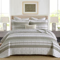 Homzard King Size Quilt Set, Grey White Snowflake Striped Comforter Set,Cotton Gray Bedspread King Size, Lightweight Comforter Fall Bedding 3 Piece All Season