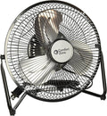 Comfort Zone 9 inch Cradle Fan, 3 Speed Floor or Table Fan with180 Degree Tilt, Metal Construction and Aluminum Blades, Carry Handle, Rubber Feet, Ideal for Bedroom, Workshop, or Garage, Black