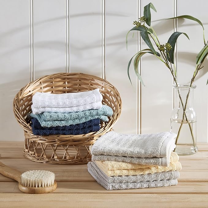 Tommy Bahama - Washcloths, Soft & Absorbent Cotton Towels, Low Linting & Fade Resistant, Oeko-Tex Certified (Northern Pacific Dark Blue, 12 Piece)