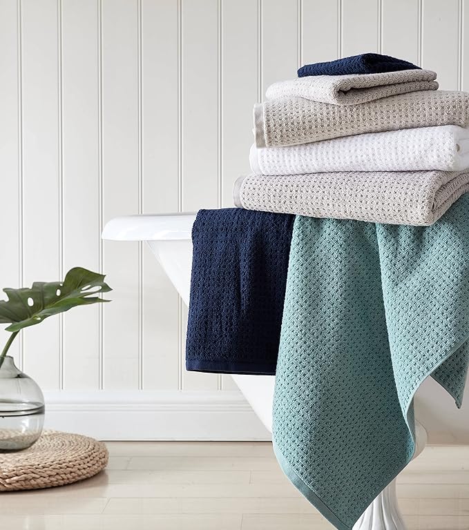 Tommy Bahama - Bath Towels, Highly Absorbent Cotton Bathroom Decor, Low Linting & Fade Resistant, Oeko-Tex Certified (Northern Pacific Maritime Navy, 6-Piece)