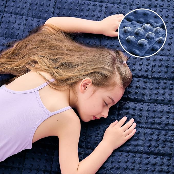 yescool Weighted Blanket 10 Pounds Blue Twin Size Cooling Weighted Throw Blanket, Minky Heavy Blankets Warm Weighted Comforter, Big Washable Thick Blankets Gift for 80-120lbs, 40 * 60in