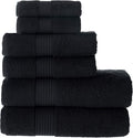 MAURA Basics Bath Towel Sets for Bathroom with Hanging Hook Loops. 2 Bath Towels, 2 Hand Towels, 2 Washcloths, Soft, Durable, Long Lasting and Absorbent Towels Set, Black
