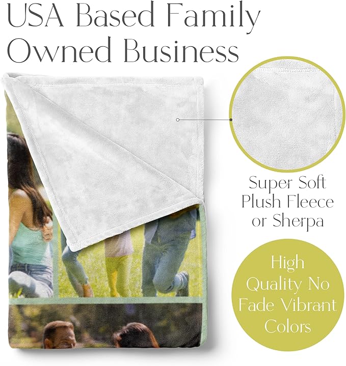 Ships Next Day, Custom Blanket with Picture - Printed in USA, Personalized Photo Blanket (Fleece – 50x60)