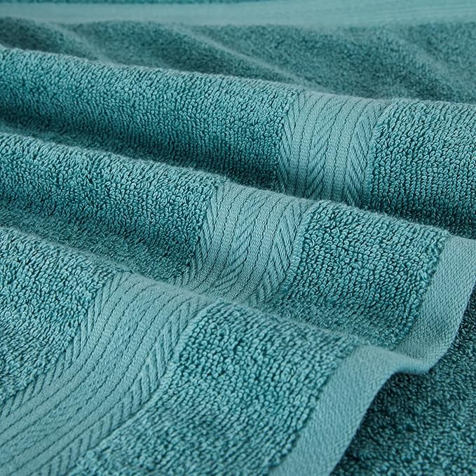 Amazon Basics Fade-Resistant 100% Cotton Hand Towel, 6 Pack, 16"x26", Teal Green