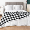 Pavilia Black & White Buffalo Plaid Sherpa Bed Blanket - King, Plush Checkered Fleece & Flannel, Warm Winter Blanket for Couch & Sofa, 90x108
