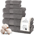MAURA Basics Bath Towel Sets for Bathroom with Hanging Hook Loops. 2 Bath Towels, 2 Hand Towels, 2 Washcloths, Soft, Durable, Long Lasting and Absorbent Towels Set, Space Gray