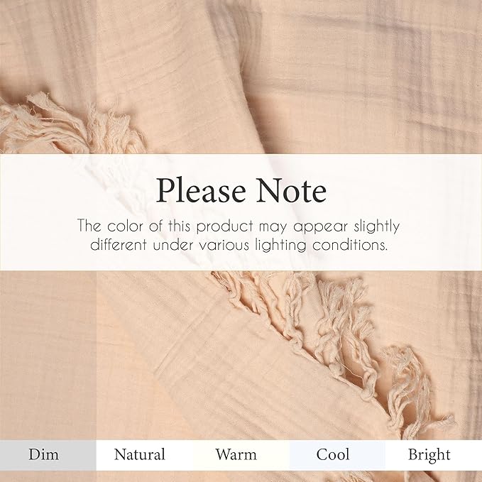 Salt Earth 100% Cotton Muslin Throw Blanket, Gauze Blanket 50"X60" Throw with Tassel 4 Layered for Couch, Bed, Living Room, Home,Lightweight & All Season Blankets & Throws, Skin Friendly (Parchment)