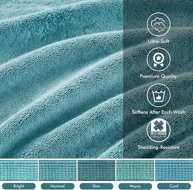 Madison Park 800GSM Bathroom Towel Set of 8 100% Cotton Bath Towel Set for Bathroom Luxurious Highly Absorbent 2 Bath Towels 2 Hand Towels 4 Washcloths Quick Dry Spa Quality Aqua