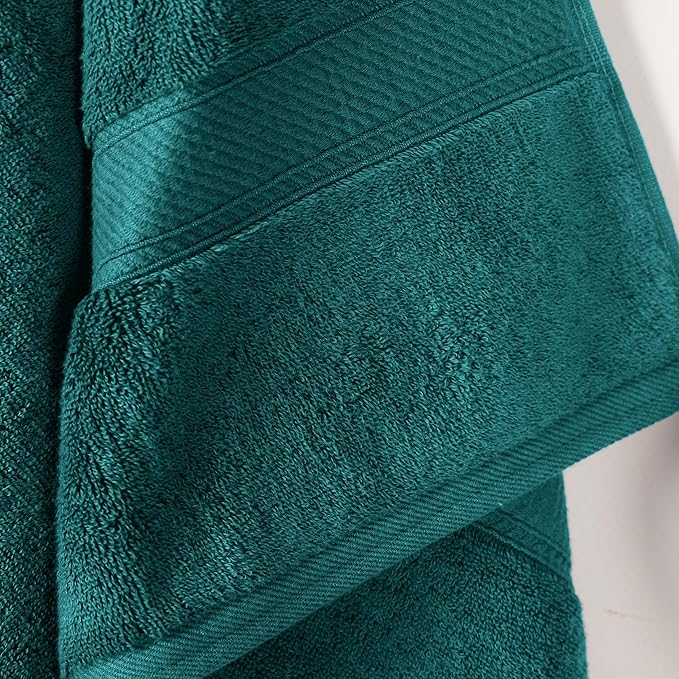 Superior Egyptian Cotton Pile Bath Towel Set of 2, Ultra Soft Luxury Towels, Thick Plush Essentials, Absorbent Heavyweight, Guest Bath, Hotel, Spa, Home Bathroom, Shower Basics, Teal