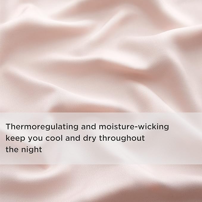 Bedsure Cooling Sheets Twin XL, Rayon Derived from Bamboo, Breathable & Soft Twin XL Sheet Sets, Deep Pocket Up to 16 Inches, Hotel Luxury Silky Dorm Bedding for Hot Sleepers, Pink