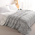 NTBAY 3 Layers Cotton Muslin 68x92 Twin Bed Blanket, Super Soft Breathable Thermal Yarn Dyed Quilt for Adults, Perfect Lightweight Blanket for Couch Sofa Bed All Seasons, Grey Tree