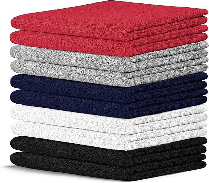 Crystal Ridge Cotton Wash Cloths 10 Pack - Washcloths for Showering, Face and Body, Soft and Highly Absorbent Multipurpose Towels for Bathroom, Kitchen, Spa and Gym - Wash Rags 12 x12 (Contemporary)