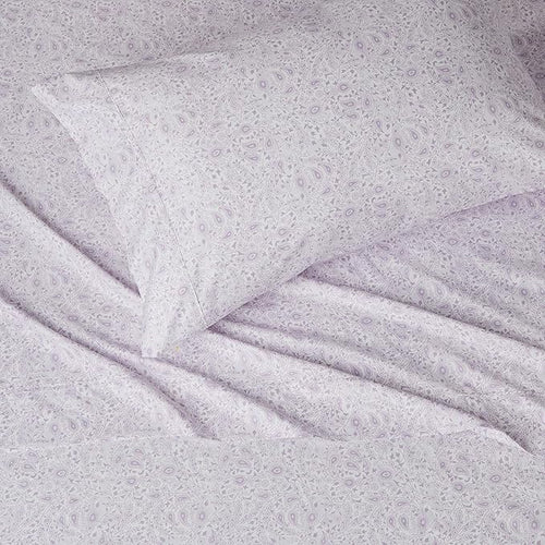 Amazon Basics Lightweight Super Soft Easy Care Microfiber Bed Sheet 3 Piece Set with 14" Deep Pockets - Twin XL, Lavender Paisley (Pack of 4)