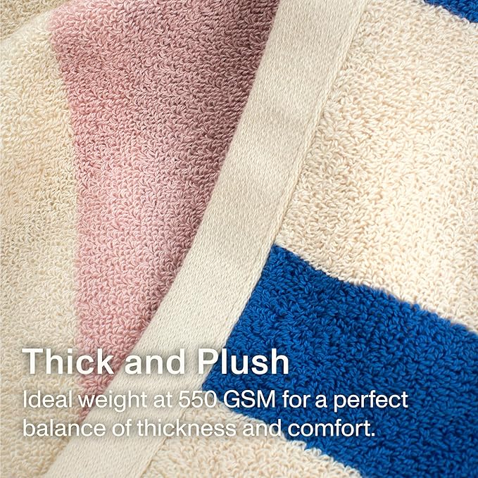 Towels - Ultra Soft, Thick and Plush, Reversible - 2 PC Luxury Bath Towels (27.5"x 54"), 550 GSM,100% Combed Cotton, Made in Portugal, Perfect for Home and Bathroom, Calamine Sky-Janus