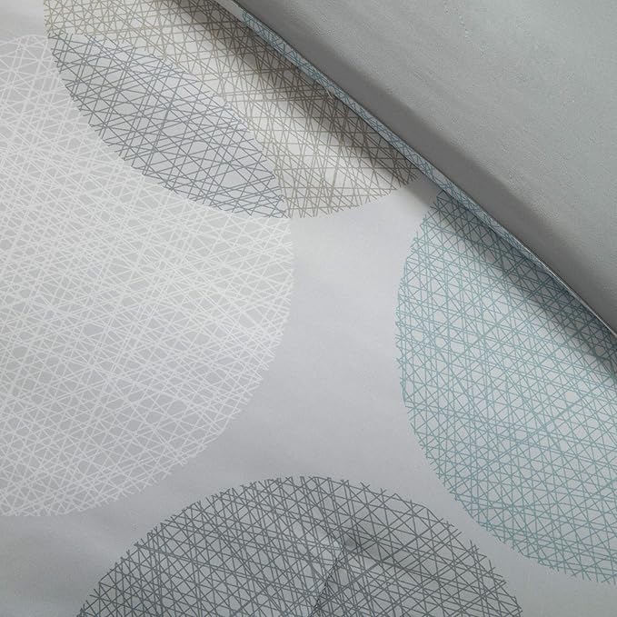Madison Park Essentials Bed in a Bag Comforter, Vibrant Color Design All Season Down Alternative Cover with Complete Cotton Sheet Set, Full(78"x86"), Knowles, Circular Aqua, 9 Piece
