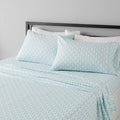 Amazon Basics Lightweight Super Soft, Breathable Easy Care Microfiber 4 Piece Bed Sheet Set With 14" Deep Pockets, King, Aqua Fern, Printed