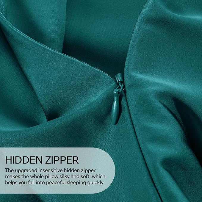 INFIIXSO Mulberry Silk Pillowcase for Hair and Skin, Silk Pillow Cases Queen Size Set of 2 with Hidden Zipper 20x30 Inches, Ultra Smooth and Soft Cooling Pillow Cases for Hot Sleepers(Teal, 2 Pack)