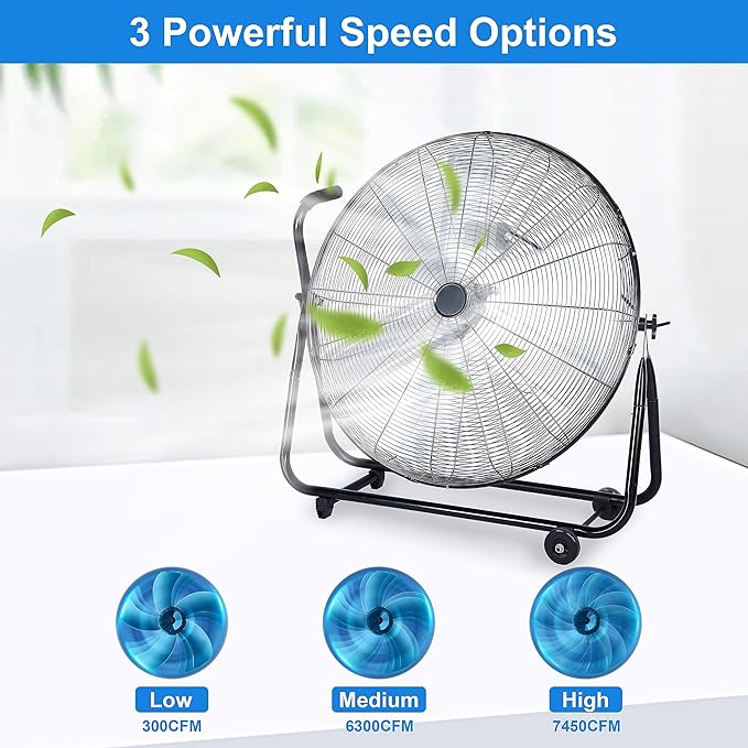 Simple Deluxe Dynamic 30-Inch Floor Fan with Roll Booster - Industrial-Grade Airflow, 360 Degree Adjustable Tilt, and Portable Design for Rapid Cooling and Flexible Air Circulation