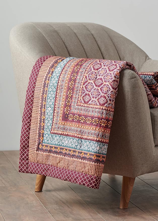 Maison d' Hermine Throw Blanket for Couch Lightweight Soft Warm Breathable Cotton Throw Blankets for Bed Girls Boys Women Men Gifts Sofa Travel Living Room Chair Bedding (60"x80", Fair Isle)