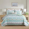 Homzard Sage Green Quilt King Size, Green Floral Quilt King，Cotton Comforter Set (106 * 98 Inches)