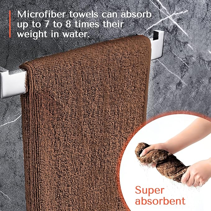 TASALON Microfiber Hair Towel for Salon - 10 Pack - 29 x 16 Inches, Quick Dry and Ultra-Soft Facial Towels with Soft Absorbant - Brown