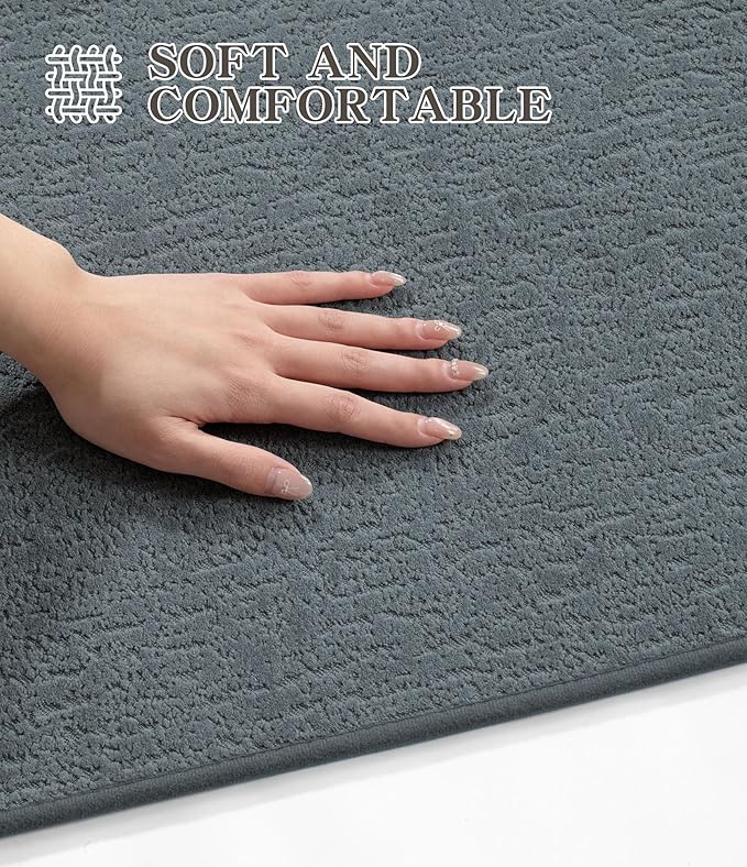 chakme Bathroom Rug Sets 5 Piece, Ultra Thin Bath Mat Quick Dry Bath Mat Set, Absorbent Bath Mat for Bathroom Non Slip Machine Washable, (Light Blue, 5 Piece)
