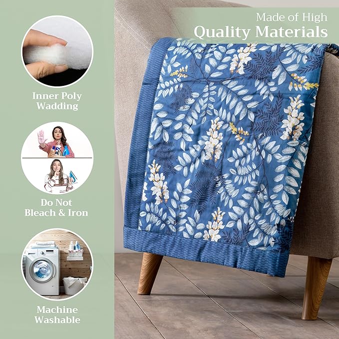 Maison d' Hermine Throw Blanket for Couch Lightweight Soft Warm Breathable Cotton Throw Blankets for Bed Girls Boys Women Men Gifts Sofa Travel Living Room Chair Bedding (60"x80", Feuillage)