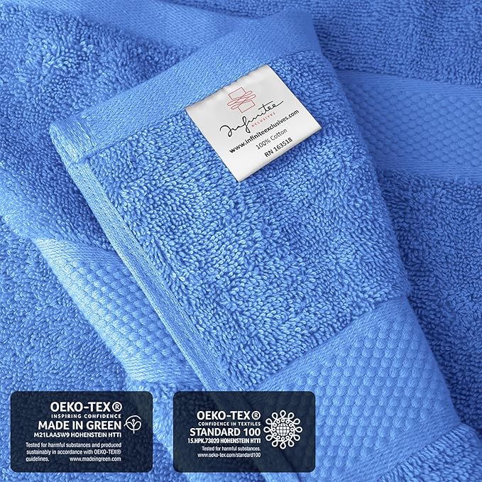 Infinitee Xclusives – Luxury Bath Sheets Towels – 1 Pack 600 GSM (35X70 Inches) – 100% Ring Spun Cotton Large Bath Towels for Bathroom (Eloquent Blue, Bath Sheets - Pack 1)