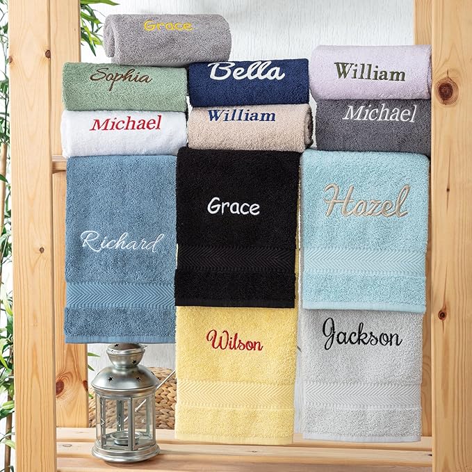 Personalized Towels - Customized Turkish Cotton Towel Set, Monogrammed Towels with Initials, Name & Embroidery, Idea for Weddings, Bridal Showers, Anniversaries, Housewarming, New Home