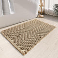 Bathroom Rugs Super Absorbent Boho Bath Mats Non Slip Washable Rugs for Bathroom Quick Dry Floor Mat, Ultra Soft Waffle Bath Mat,Brown,17"*24"
