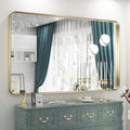 TETOTE 55 x 36 Inch Bathroom Mirror, Brushed Brass Gold Vanity Mirror, Modern Rectangle Metal Frame Decorative Wall Mirror for Entryway Shatterproof (Horizontal/Vertical)