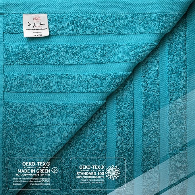 Infinitee Xclusives 100% Cotton Luxury Bath Towels Set of 2 (27x54 Inches) (Serene Teal, Bath Towels - Pack 2)