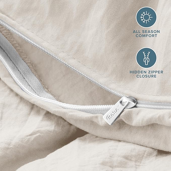 Bare Home Microfiber Duvet Cover Set - Ultra Soft Washed Microfiber - King/California King - Linen-Like Look - Easy Care - Breathable Fabric - Our Softest Duvet Cover Set (King/Cal King, Fog)
