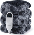 Bedsure Faux Fur Heated Blanket Full Size, Fast Heating Electric Blanket Full Size with 6 Heating Levels & 10 Time Settings, Cozy Gifts for Women Men (72x84 inches, Black)