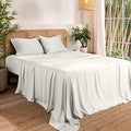 Bare Home 100% Rayon Made from Bamboo Queen Sheet Set - 4 Piece Bedding Set - Deep Pockets - Breathable - Easy Fit - Bedding Sheets & Pillowcases (Queen, Cream)