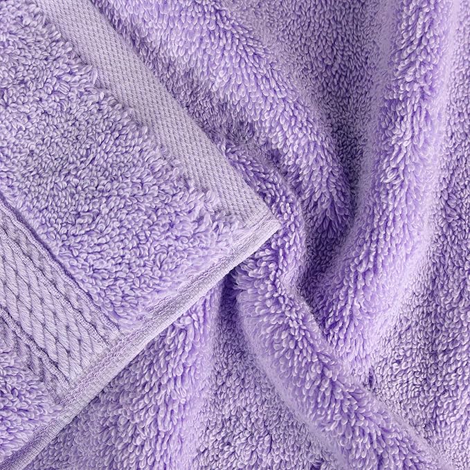 SUPERIOR Egyptian Cotton Pile 9 Piece Towel Set, Includes 3 Bath, 3 Hand, 3 Face Towels/Washcloths, Ultra Soft Luxury Towels, Thick Plush Essentials, Guest Bath, Spa, Hotel Bathroom, Purple