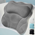 WONDERfoam Thick Padded Ergonomic Bath Pillow for Tub, Bathtub Headrest Neck and Back Support, Strong Suction Cups, Machine Washable Breathable Mesh Quick Dry Pillows, Luxury Spa Accessories, Gray
