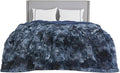Bedsure GentleSoft Fluffy Tie Dye Navy Blue Blankets Queen Size for Bed, Thick Sherpa Faux Fur Fleece Fuzzy Plush Winter Warm Soft Queen Blankets, Bedroom Decor Blue Cozy Gifts for Women Men, 90x90