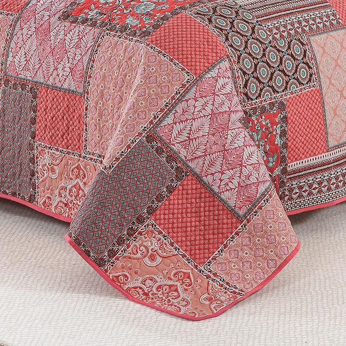 BEDIFANY Cotton King Quilt Set, Farmhouse King Size Quilt Bedding Set with 2 Pillow Shams, 3 PCs Lightweight King Size Bedspreads for Bed Decorations - All Seasons Coverlet Sets