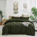 Cottonight Army Green Comforter Set Queen Dark Green Bedding Set Full Plain Modern Style Blanket Quilts Soft Breathable Comforter Set for Women Men