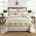 Quilt Bedding Set Queen Size, Cotton Comforters Set Queen Size, Brown Taupe Quilts Bedspread for The Bed, Farmhouse Lightweight Bedding (90 * 98 Inch) and 2 Pillow Shams All Season