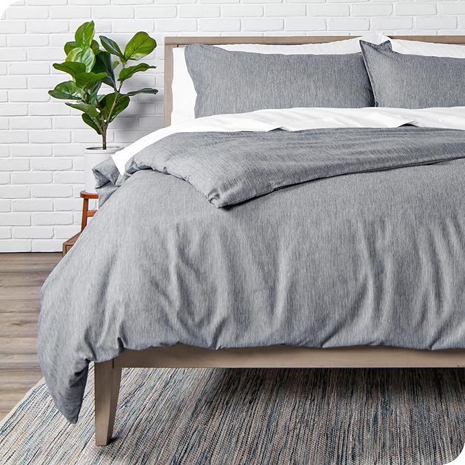 Bare Home Bedding Duvet Cover King Size - Premium 1800 Super Soft Collection - Lightweight, Cooling - Soft Breathable Bedding Duvet Cover (King, Heathered Charcoal)