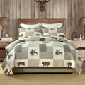 Uniclinens Plaid Quilt Set King Size, 100% Cotton Patchwork Quilts, Brown Farmhouse Lightweight Quilted Comforter, Soft Rustic Bedspread, 3 Pieces Set with 2 Pillowshams, Beige/Brown/Gray