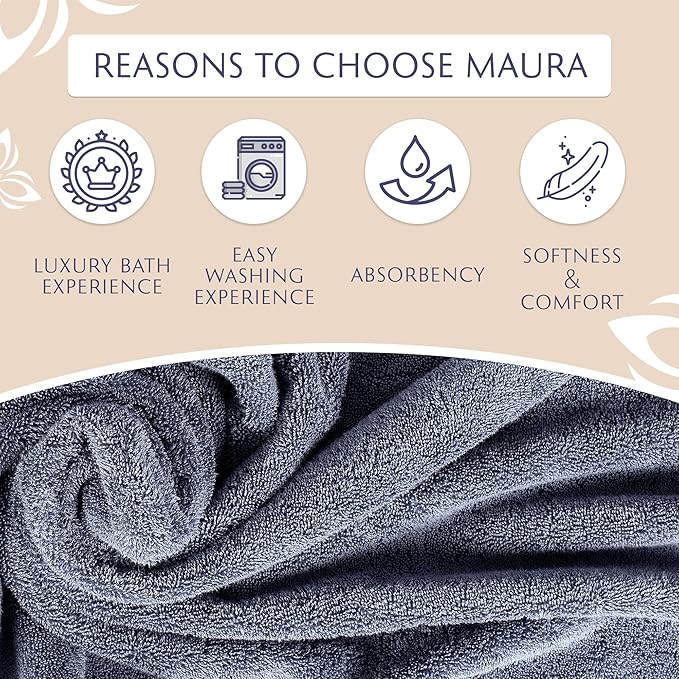 MAURA 6-Pack Premium Turkish Washcloth Set - Ultimate Luxury with Soft, Thick, Super Absorbent, and Oversized Cotton Face Towels - Ideal for a Hotel & Spa Quality Experience in Classic Denim Blue