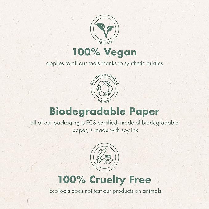 EcoTools Classic Foundation Face Brush, For Liquid, & Cream Foundation, Flat Foundation Brush, Makeup Brush For Natural Makeup, Buildable Coverage, Synthetic Bristles, Cruelty- Free, 1 Count