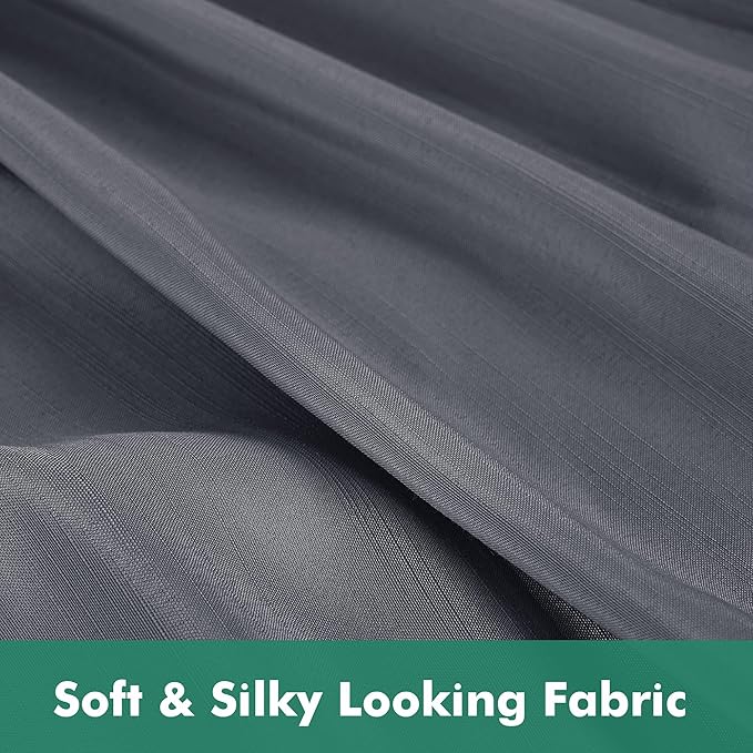 Biscaynebay Wrap Around Bed Skirts with Split Corners for King Beds 15" Drop, Dark Grey Adjustable Elastic Dust Ruffles Easy Fit Wrinkle Resistant Silky Luxurious Fabric Machine Washable