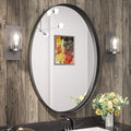 TETOTE Black Oval Bathroom Mirror, 24 x 36 Matte Black Framed Wall Mounted Mirror for Vanity, Modern Decorative Shatterproof Oval Wall Mirrors for Entryway, Living Room, Bedroom